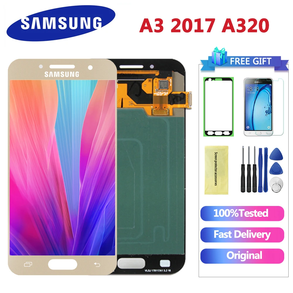 ЖК-дисплей 4," A320 A320F для SAMSUNG Galaxy A3, ЖК-дисплей, сенсорный экран, дигитайзер A320M, SM-A320F, Замена ЖК-дисплея