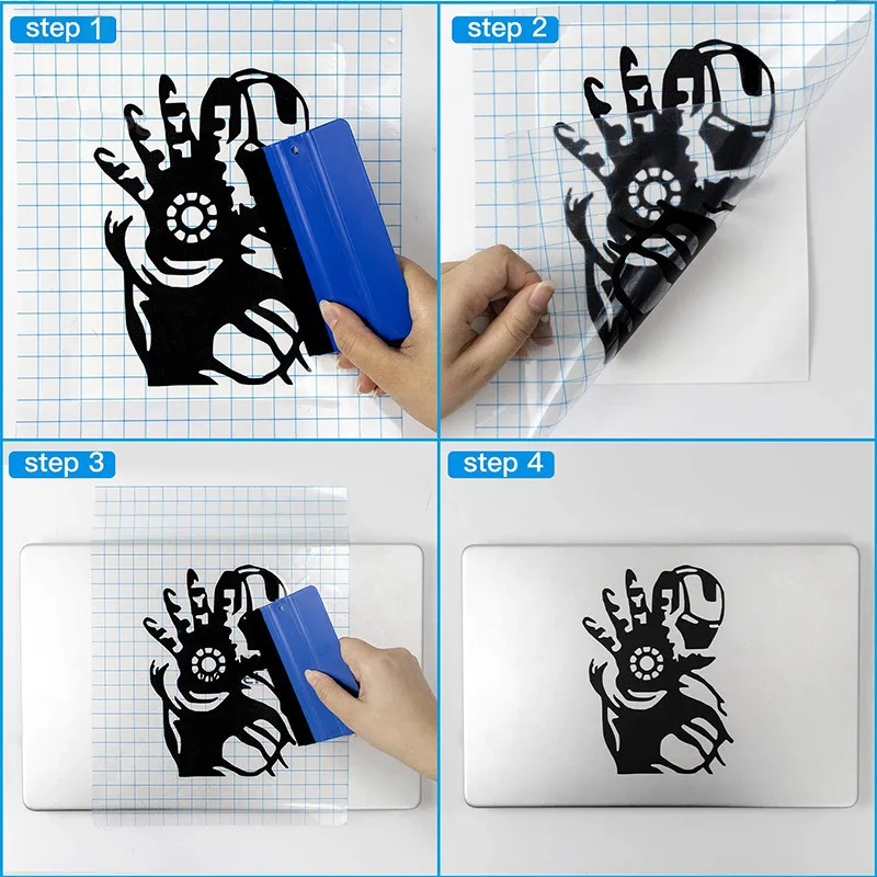 Прозрачная виниловая клейкая лента с синей выравнивающейся сеткой для