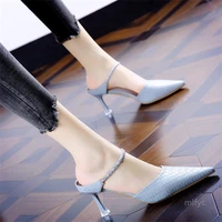sandals womens high heeled shoes baotou wear light luxury 2021 fall new rhinestone pointed toe stiletto shoes shoes woman heels