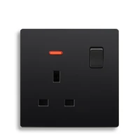 86146 type square outlet three hole socket british standard switch socket panel black wall panel 13a