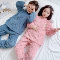 4 12 years girls boys pajama suit fall boys clothing sets winter plush flannel pullover long pant 2pcs set pajamas for children