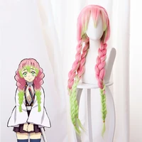 anime demon slayer kimetsu no yaiba kanroji mitsuri cosplay wigs heat resistant synthetic hair wig wig cap