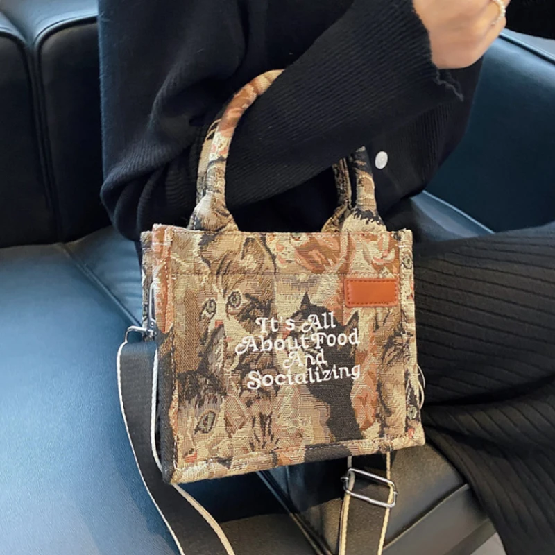 

Повседневная простая сумка с вышивкой и надписью, зимняя трендовая сумка через плечо 2021, женские тоуты, дизайнерская Холщовая Сумка