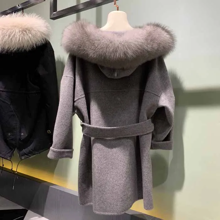 Женское двустороннее шерстяное пальто повседневный кардиган свободного покроя