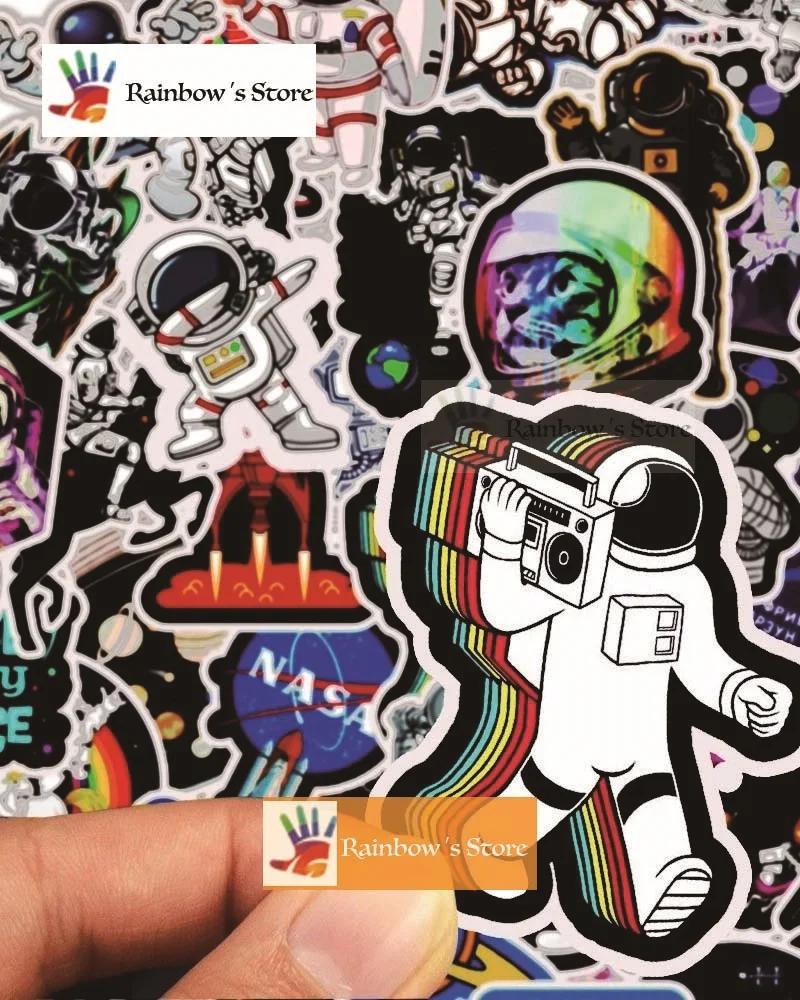 

50 шт. Мультяшные наклейки в космонавт Луна Вселенная ракета тележка компьютерные граффити наклейки съемные