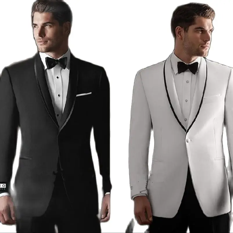 Облегающие черно белые смокинги для жениха на одной пуговице мужской костюм