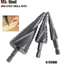 Набор ступенчатых Сверл из быстрорежущей стали с кобальтом, 3 шт.комплект, 4-32 мм, для металла, конуса, треугольника, хвостовика, отверстия для металла, азота, высокоскоростная стальная спираль