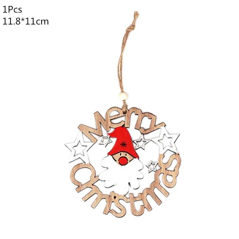 1pcs santa claus Деревянная Рождественская елка, украшения, деревянная подвеска, автомобиль/Лось/звезда, поделки своими руками, Noel, рождественские украшения для дома, рождественский подарок для детей - Цвет: 1pcs santa claus