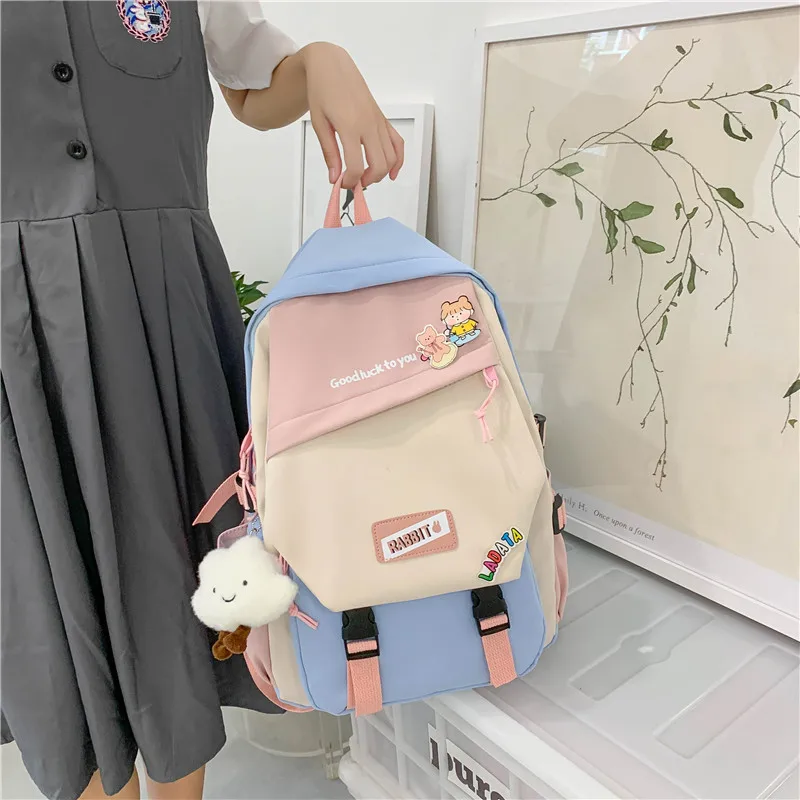 School Backpack Female Korean Style Schoolbag Female Contrast Color Casual Female Teenage School Backpack Women Bags For Girls