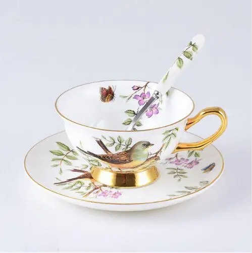 

New Bone Ceramic China Tea Cup Coffee Cup Set with Saucer Afternoon Tea Red Tea Cup Saucer 2021