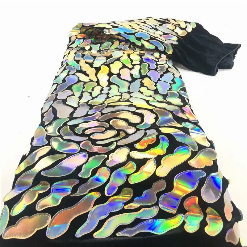 Африканская сетка с вышивкой бархатные кружевные ткани блестками цветочным