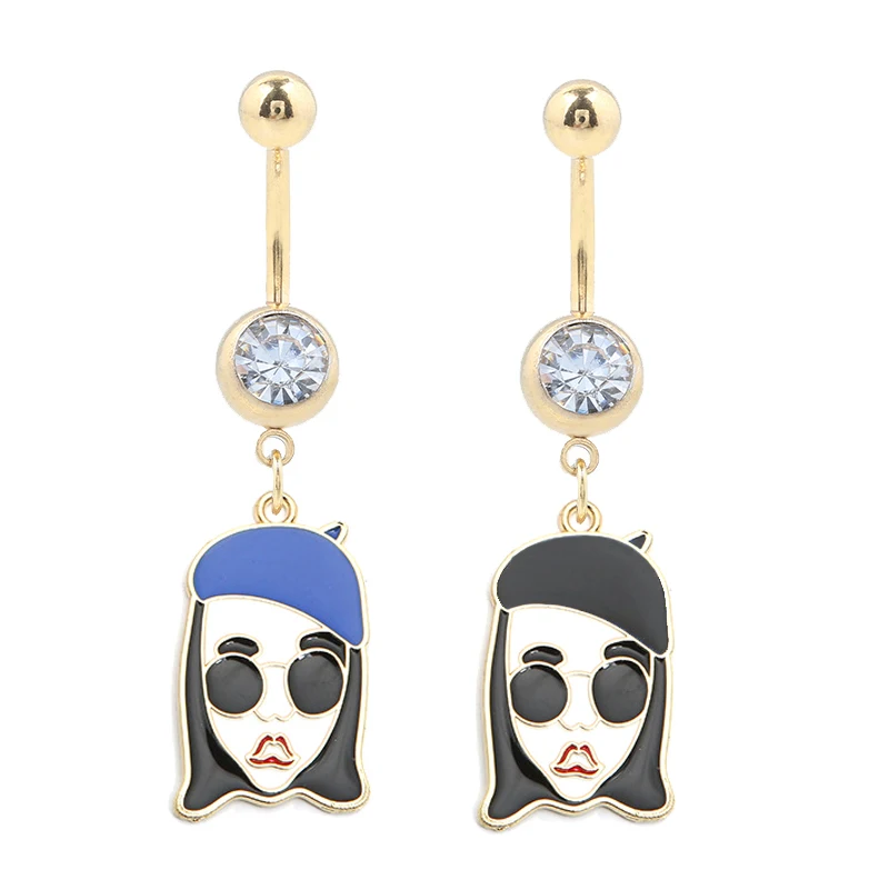 1 шт. Бохо синий черный девушка Матильда пупка кольцо болтается пупок для