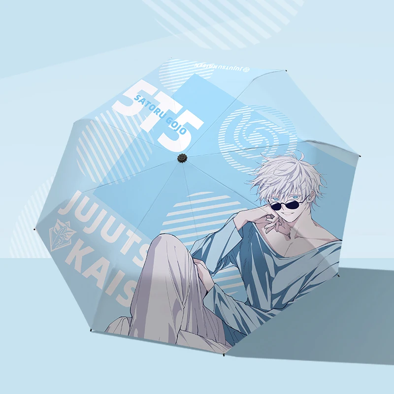 

Anime Jujutsu Kaisen Itadori Yuji Gojo Satoru Tri-Fold Umbrellas for Sun Protection Anti-UV Cosplay Costume Prop Sunshade Gift