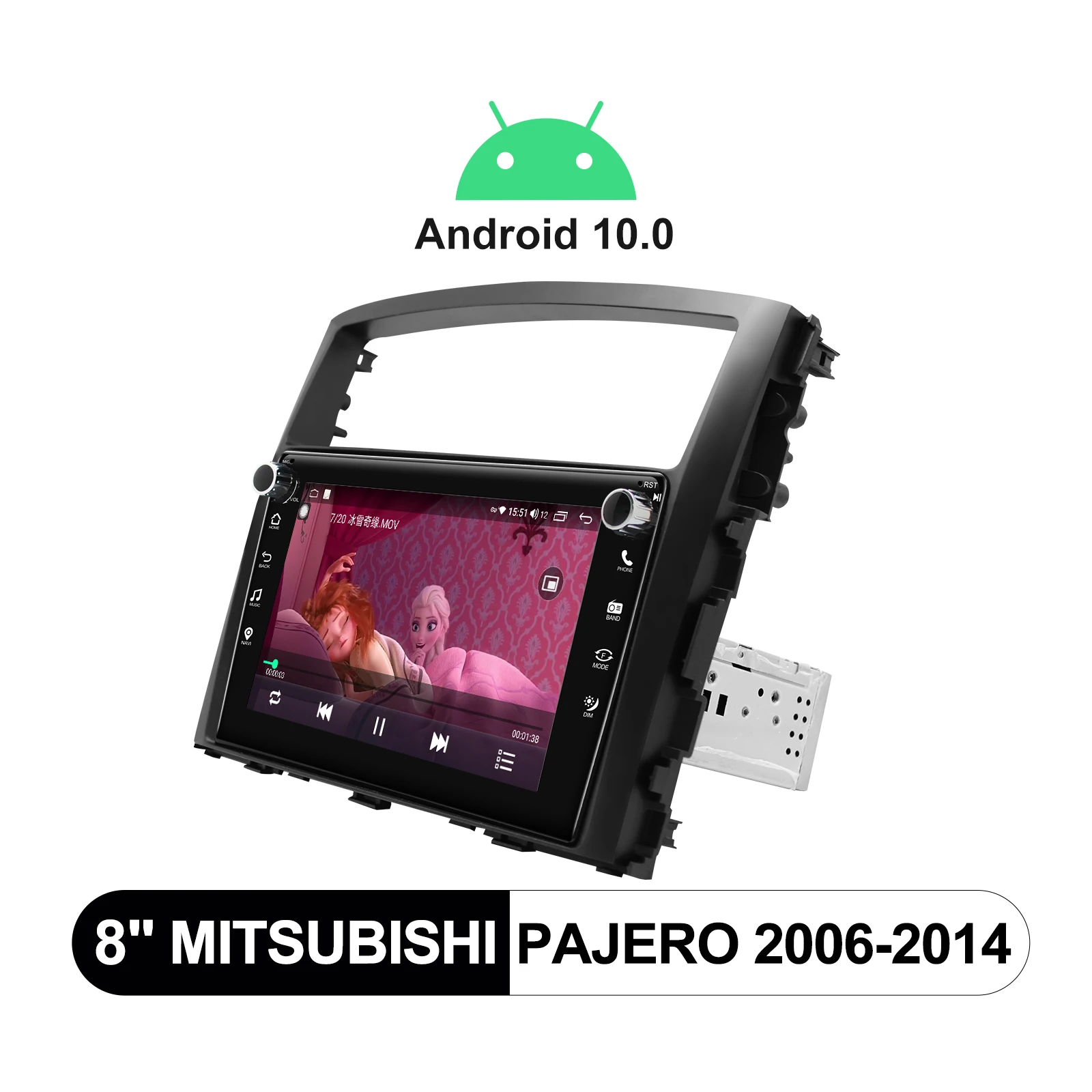 저렴한 8 인치 자동차 라디오 디스플레이 안드로이드 헤드 유닛 자동차 멀티미디어 플레이어, 미쓰비시 파제로 2006-2014 용 안드로이드 자동 무선 카플레이