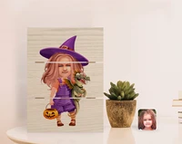 personalized small witch caricature of authentic desktop wood pallet %c3%a7er%c3%a7eve 1