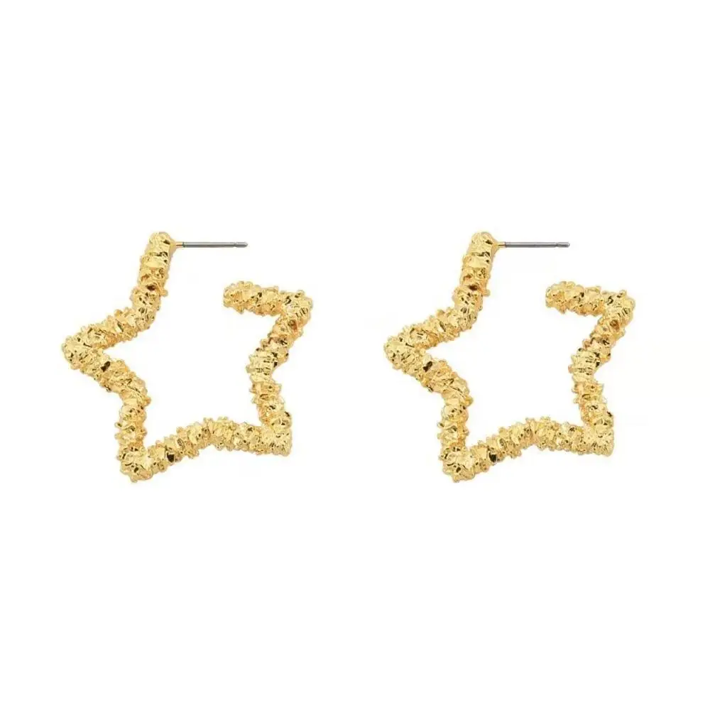 1 пара модных булавок пятиконечная звезда полые вогнутые текстурные серьги