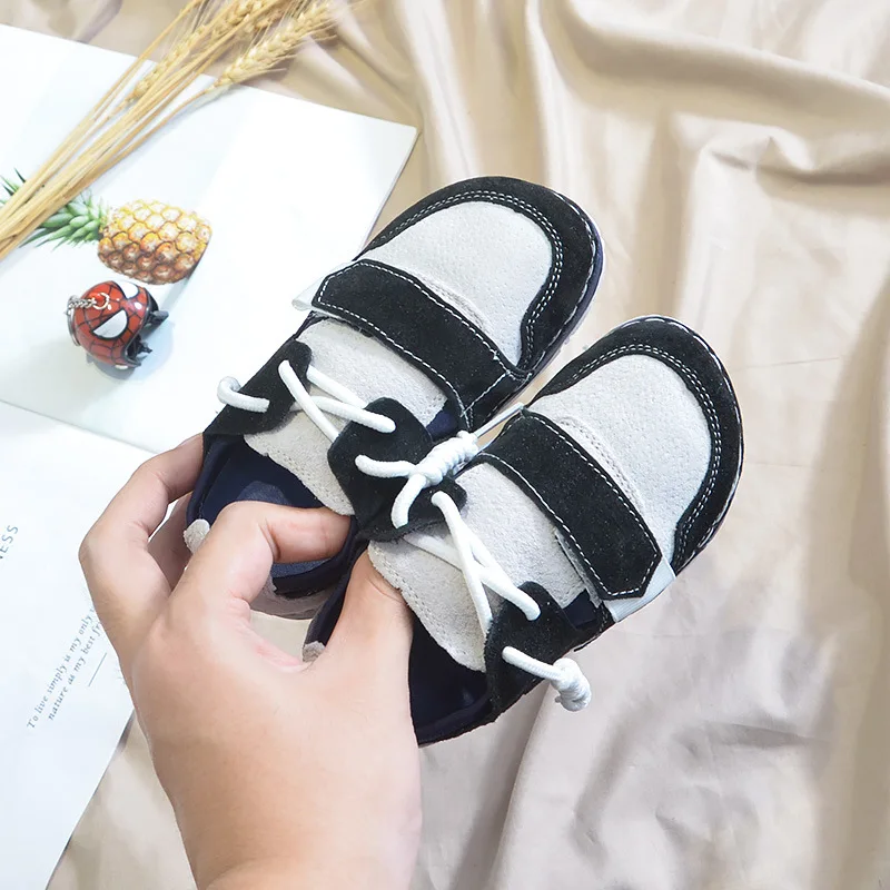 Boy casual shoes Kids leather Children barefoot soft sole gril Genuine Leather baby sneakers toddler | Мать и ребенок