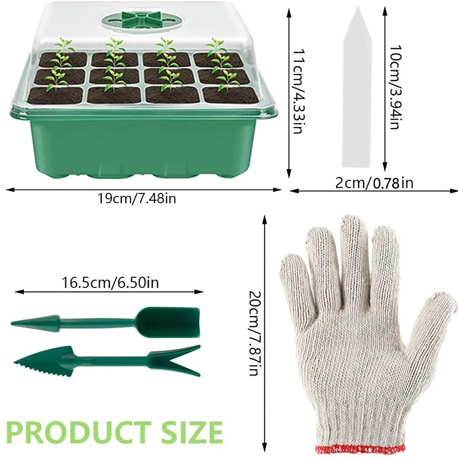 

12 Hole Seed Starter Trays Nursery Pots Seedling Tray Humidity Adjustable Switch Garden Decor Accessories 12 Cells Per Tray