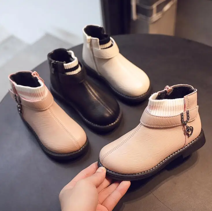 YWPENGCAI ботинки для девочек сезон осень-зима из мягкой искусственной кожи больших