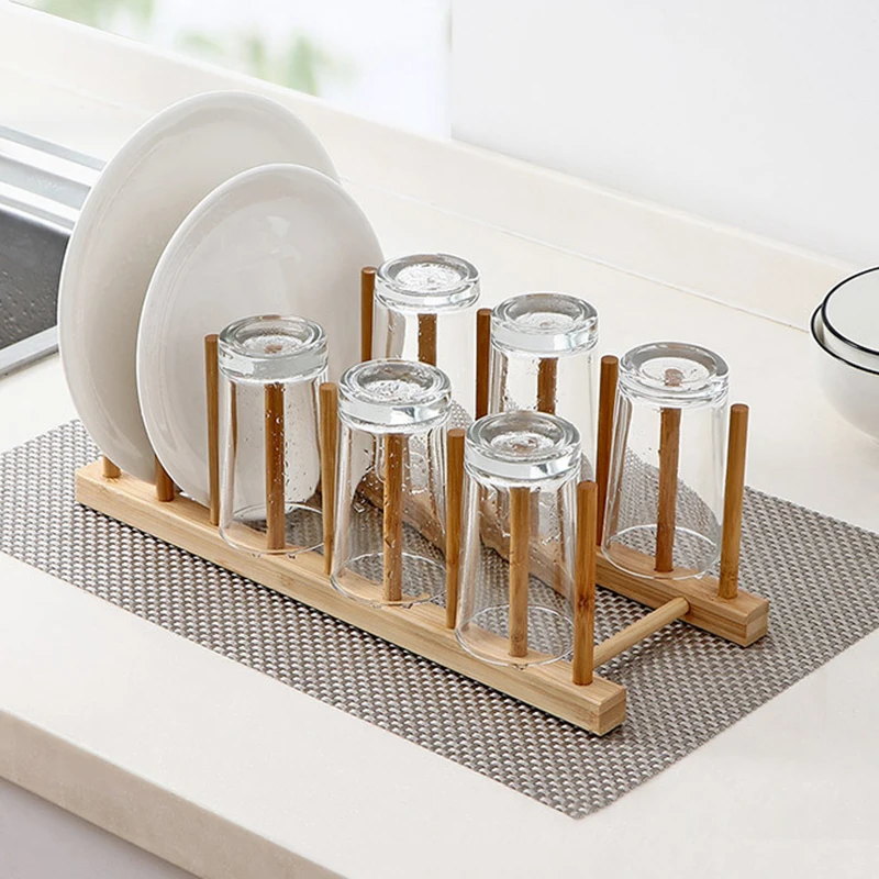 

Layer Bamboo Kitchen Cabinet Dish Drain Rack Plates Bowls Cups Rack kitchen Tool Tableware Storage Rack Dishes