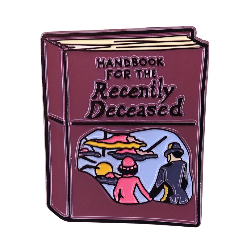 Handbook for the recently deceasedEnamel Pin Film themed notebook Badge pins love story accessory