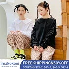Imakokoni черная рубашка женская с длинным рукавом Весна и осень дизайн свободный кукольный воротник универсальная блузка