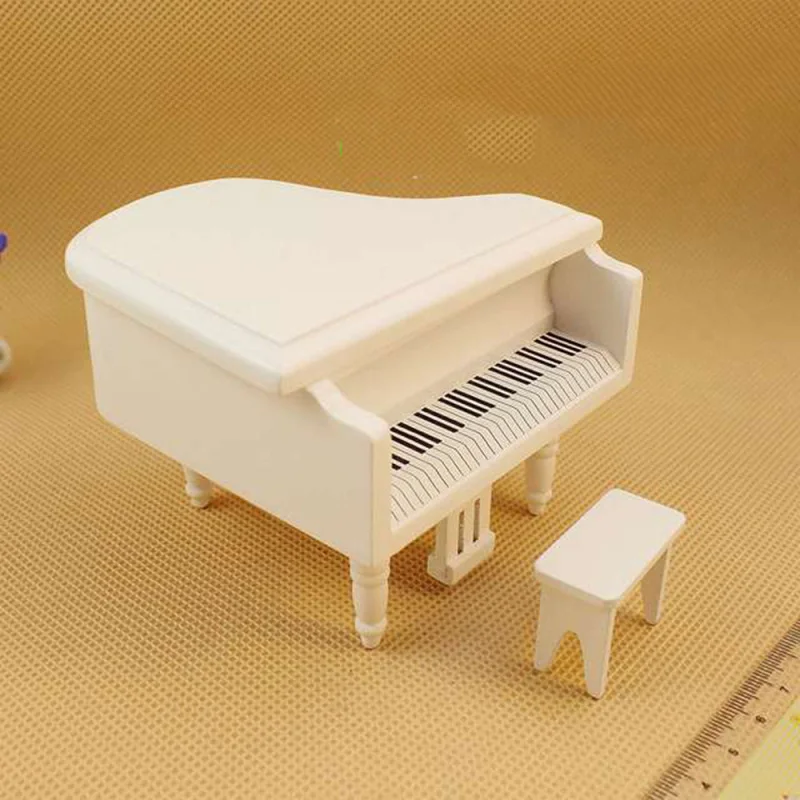 

1:12 Деревянное пианино для кукольного домика с комплектом табуретов, набор миниатюрных моделей, кукольный домик «сделай сам», аксессуары дл...