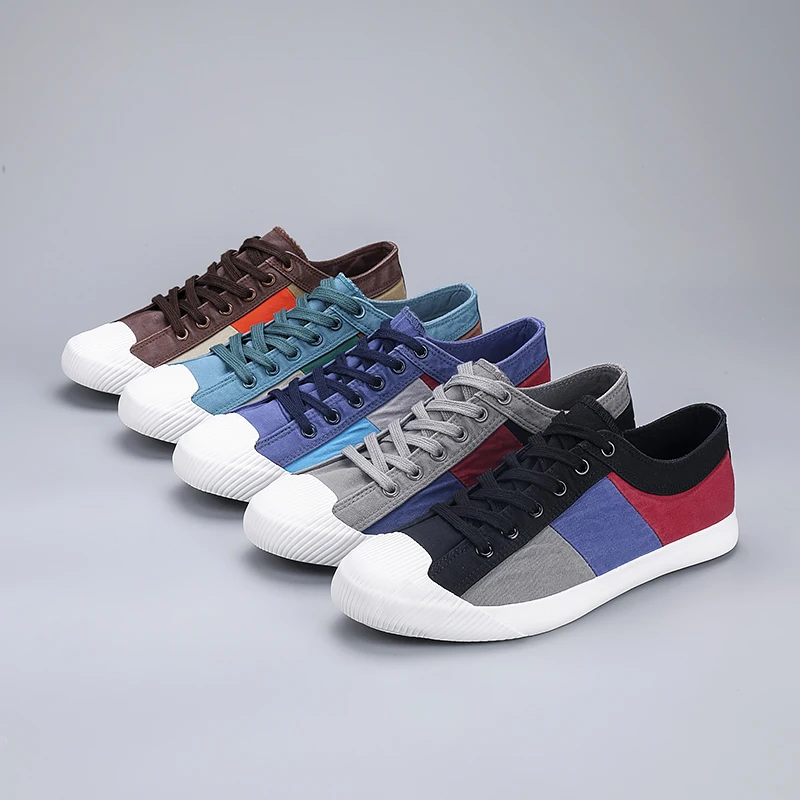 Мужская повседневная обувь парусиновая для мужчин Модная брендовая на плоской