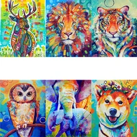 tapb animals tiger dog lion deer pictures by numbers adults handpainted on canvas diy painting by numbers home wall art decor
