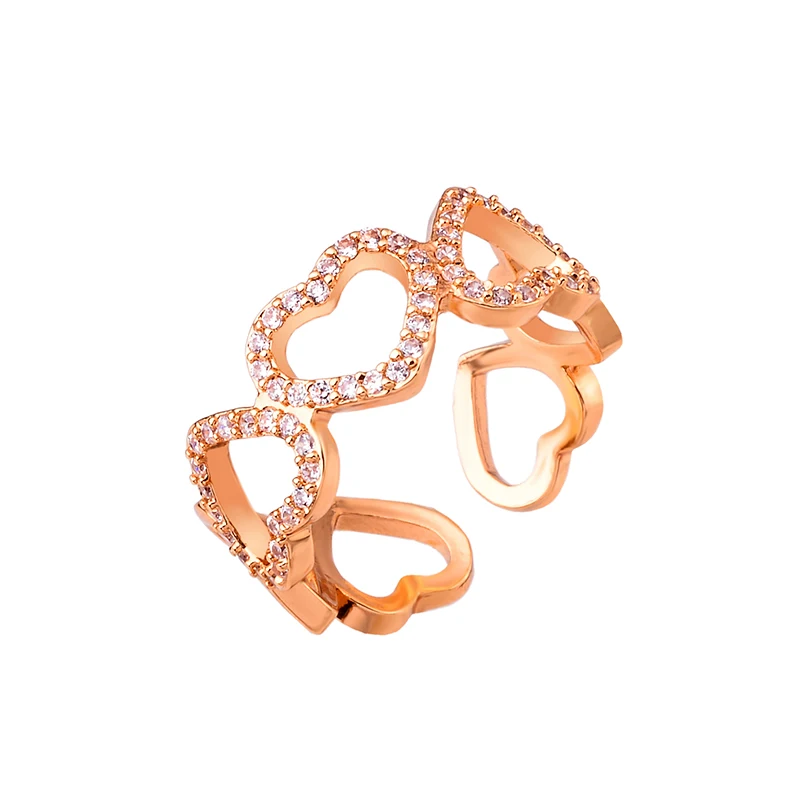 

Kpop Luxury Cubic Zirconia Colorful Heart Women's Adjustable Ring Geometric Pattern Pattern Women's Engagement Ring Gift Couple
