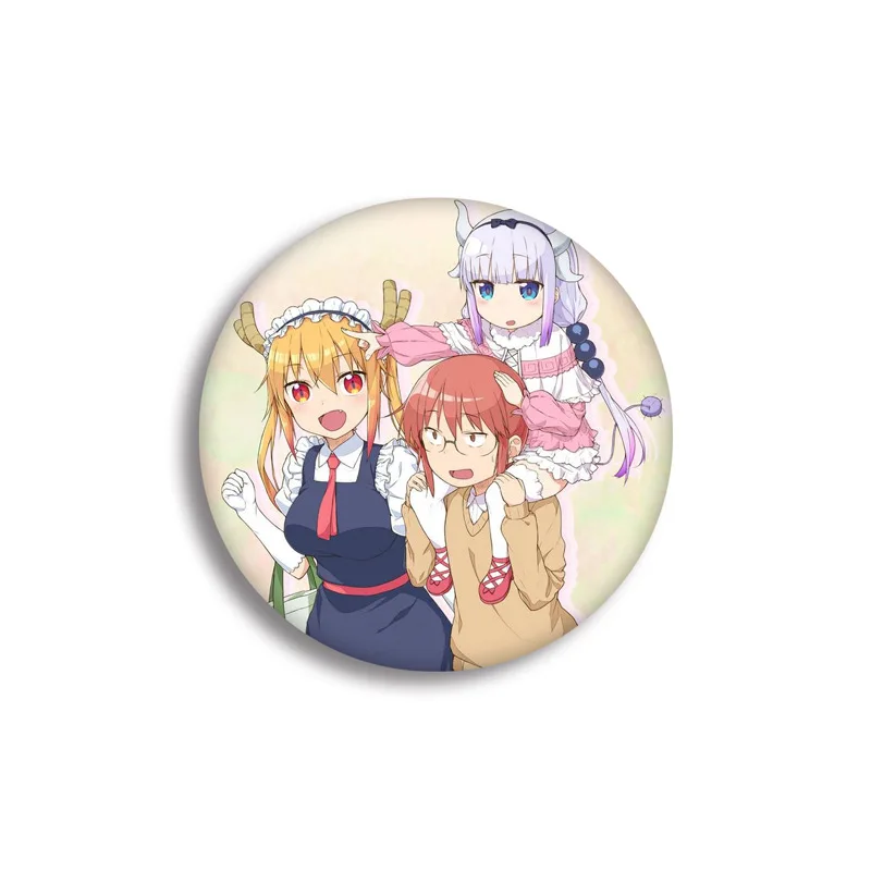 1 Pcs Anime Kobayashi San Chi No Maid Dragon Brooch Kanna Kamui Toru Cartoon Pattern Art Round Cosplay Badge 58MM Backpack Gift | Украшения