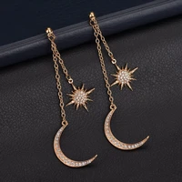 women european and american sparkling crystal star long earrings charming fashion jewelry gift star earrings