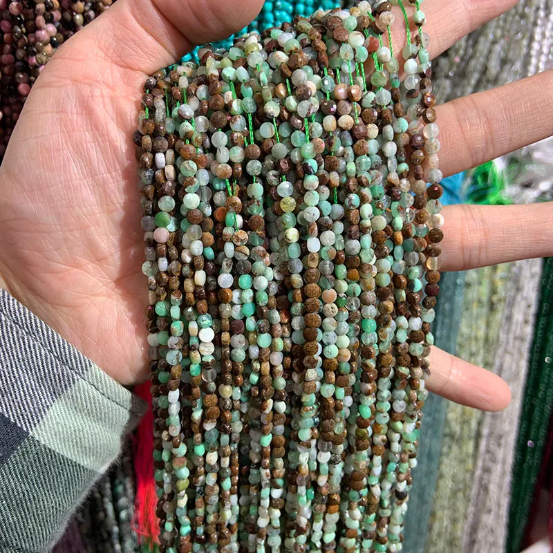 Бусины из натурального зеленого опала 4 мм 15 дюймов граненая монета свободные