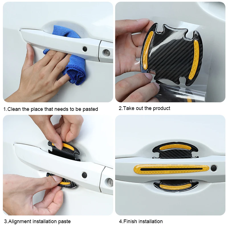 

Car Door Handle Bowl Safety Sticker Reflective Strip For Honda Civic Accord Jazz Fit CRV XRV Nissan X-Trail Juke Qashqai