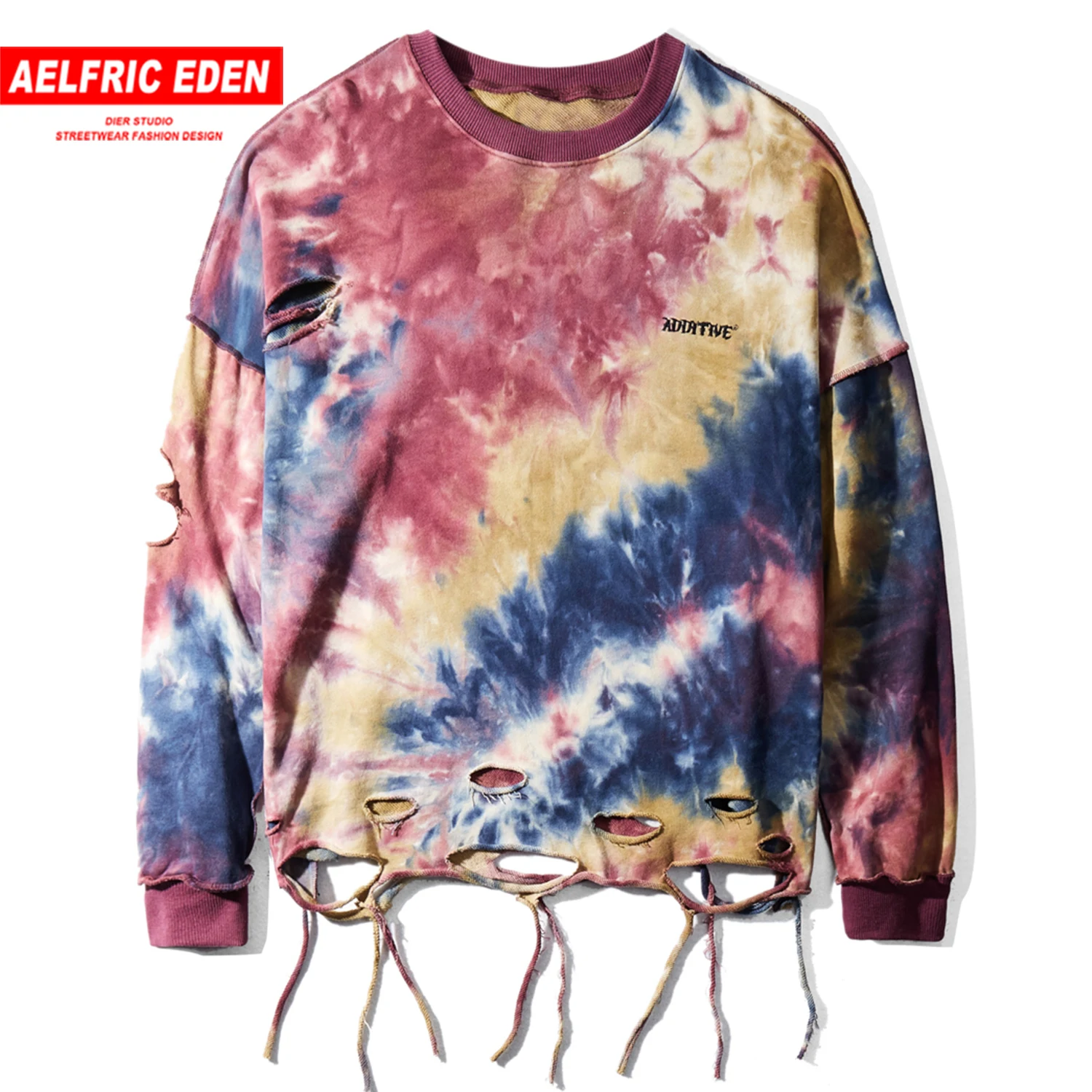 Aelfric Eden яркое свитеры с дырками мужские 2019 Harajuku Уличная Повседневная хлопковая