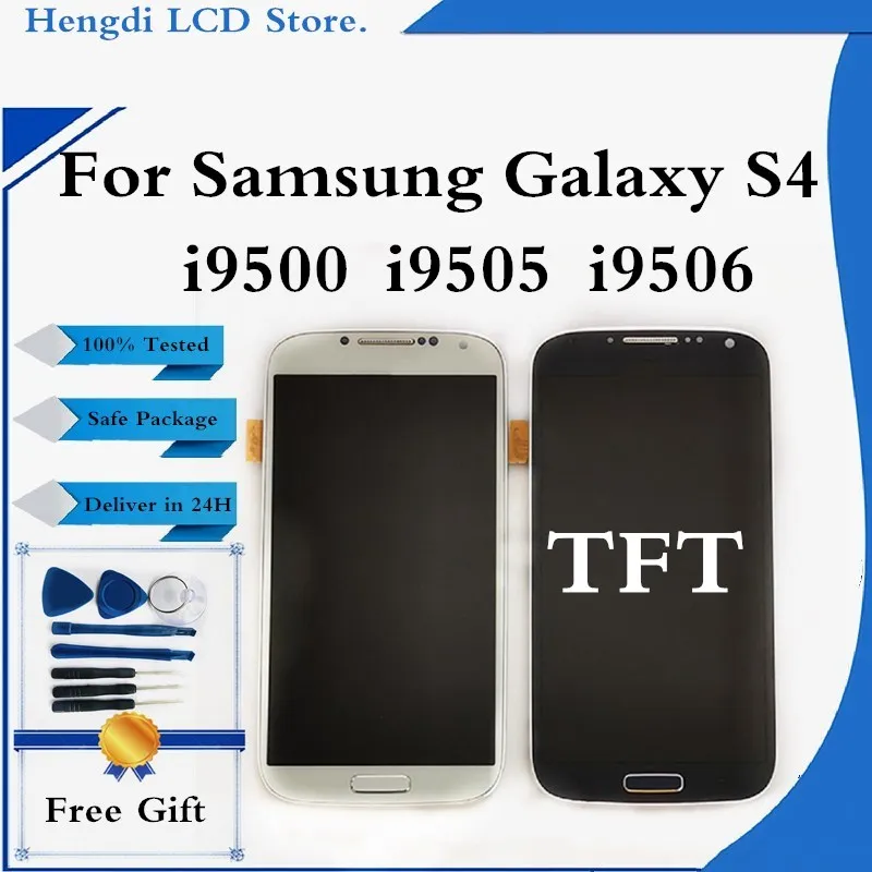 100% протестированный ЖК дисплей для Samsung Galaxy S4 с рамкой i9500 i9505 i9506 сменный