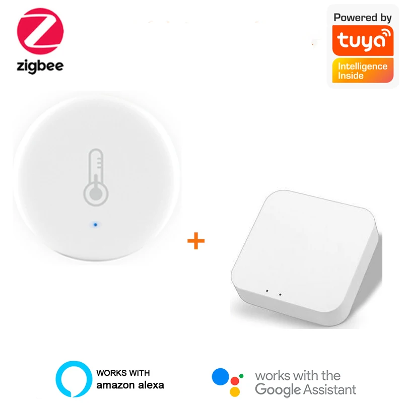 

Датчик температуры и влажности Tuya Smart Life App ZigBee с концентратором Zigbee для домашней безопасности через Alexa Google Home Smart Home