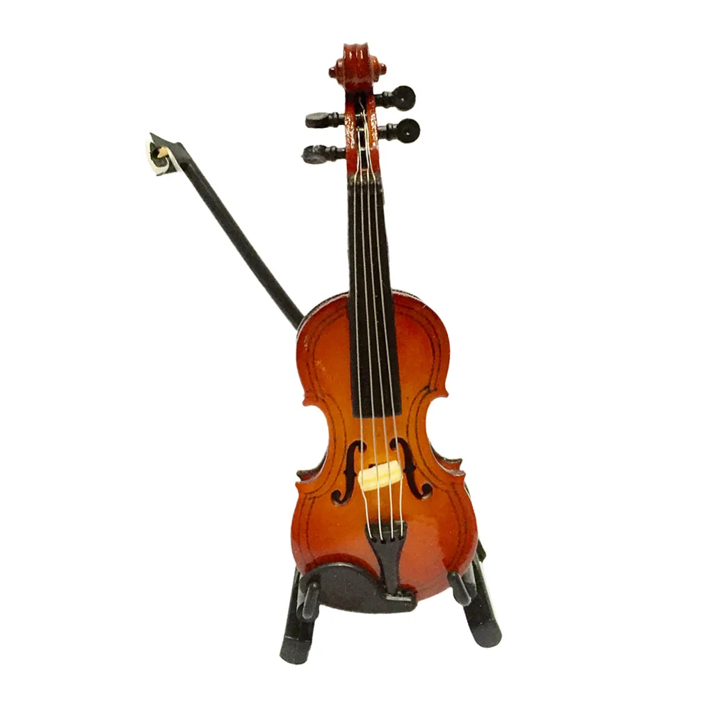 

1:12th Wooden Violin with Case Set Dollhouse Miniature Musical Instrument