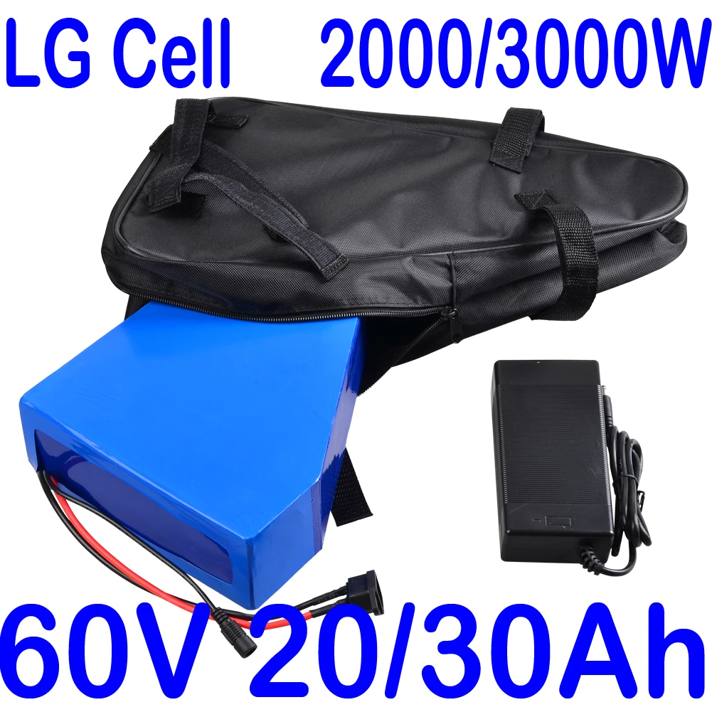 

60V Scooter Battery 60V 20AH 25AH 27AH 30AH E-Bike Battery 60V 1000W 2000W 3000W Electric Bicycle Lithium Battery Use LG Cell