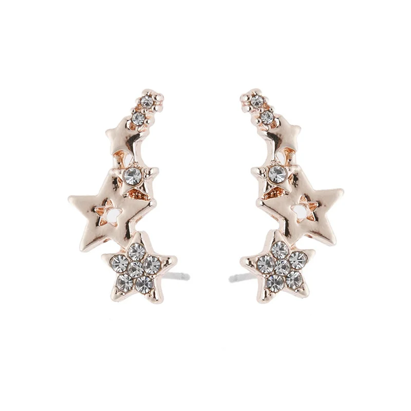 

Star Earrings Multiple Stars Rhinestone Piercing Stud Earring for Women Fashion Simple Silvery Gold Jewelry Birthday Party Gifts