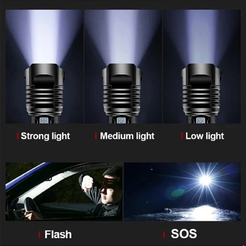 Новый мощный светодиодный фонарик XHP170 900000 лм перезаряжаемый от USB XHP90.2