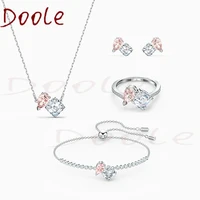 fashion jewelry high quality swa charm white and rose red crystal love heart pendant necklace romantic birthday gift for women