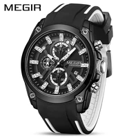 megir 2021 black sports mens watches top brand luxury chronograph men quartz wristwatches army military clock reloj hombre