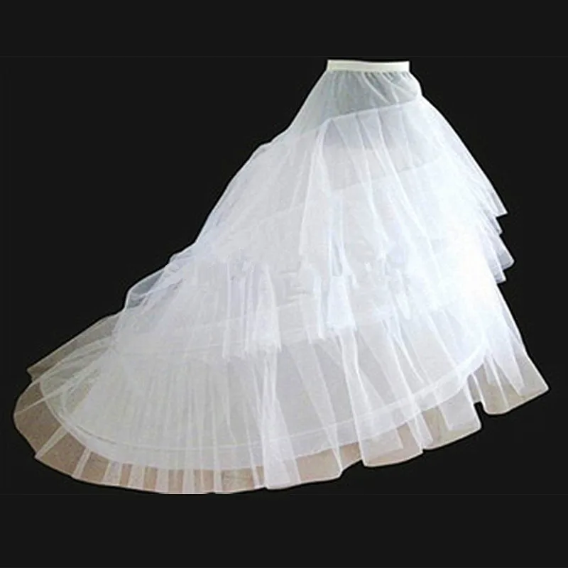 

New White Hot Sale Hoop 3 Layers Crinoline Petticoats For Wedding Dresses Cheap Long Wedding Train Petticoat Bridal Accessories