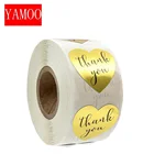 Сердце Форма золото Спасибо наклейки этикетки для печати Скрапбукинг для посылка канцелярских принадлежностей 1 дюймрулон