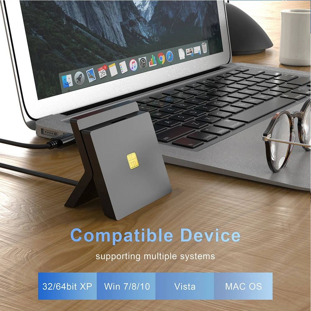 Портативный CR319 USB 2 0 SIM считыватель смарт карт для банковских CAC ID карты Windows 7 8 10 MAC