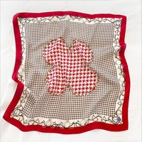 koi leaping new fashion foreign style small square scarf female korean version decorative houndstooth sunscreen silk scarf shawl