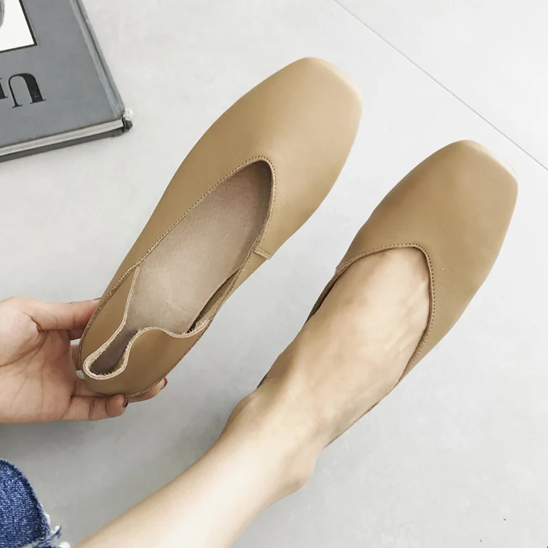 

High Quality 2022 Spring Walk Ballet Shoes Woman Autumn New Arrival Genuine Leather Shallow Soft Outsole Flat Comfortable Loafer