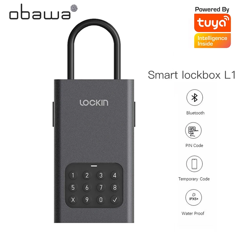 Смарт-ключ Obawa Lockin L1, коробка для ключей с поддержкой приложения Tuya, паролем, цифровой погодозащищенный настенный Сейф для помещений и улицы,...