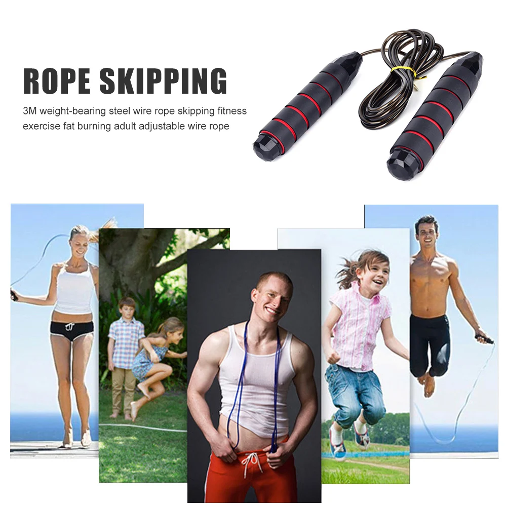

3m Weighted Sports Skipping Rope Training Steel Wire Jumping Rope for Adult Fitness Speed Jump Rope Skipping Ropes Ball